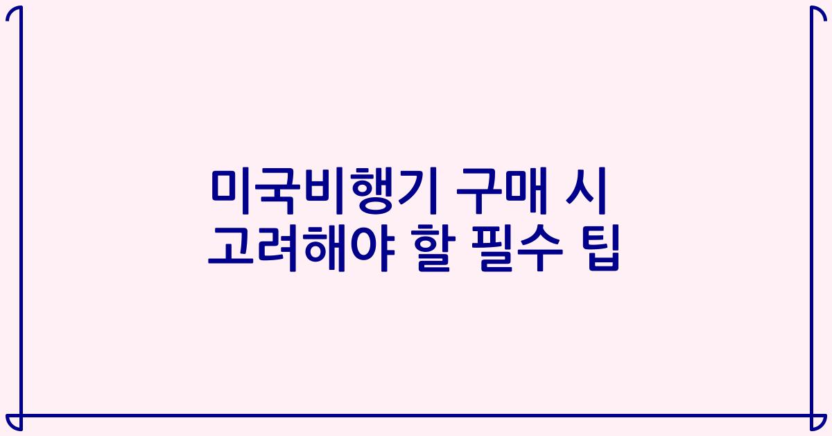 미국비행기 구매 시 고려해야 할 필수 팁