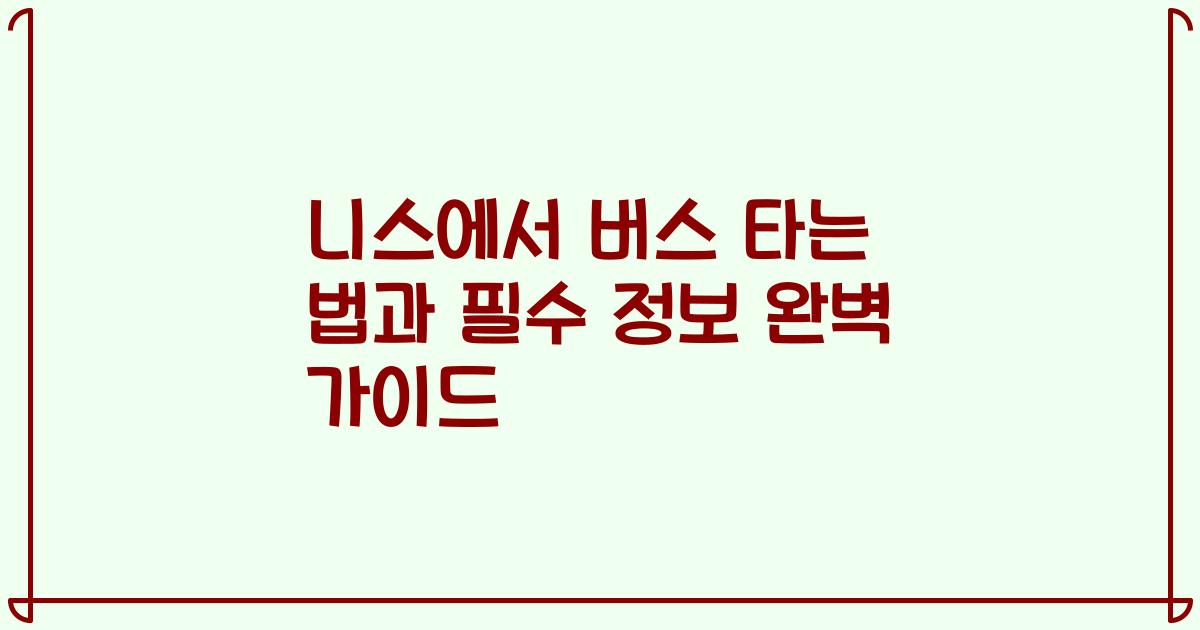 니스에서 버스 타는 법과 필수 정보 완벽 가이드